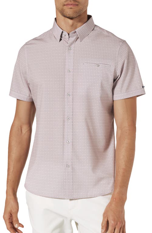 7 Diamonds Leroy Geo Print Short Sleeve Performance Button-up Shirt In Rose