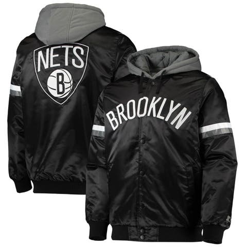 Starter Brooklyn Nets Hooded Nylon Full-Zip Jacket M / Black Mens Sportswear