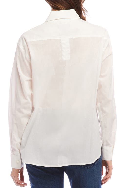 Shop Karen Kane Embroidered Eyelet Button-up Shirt In Off White