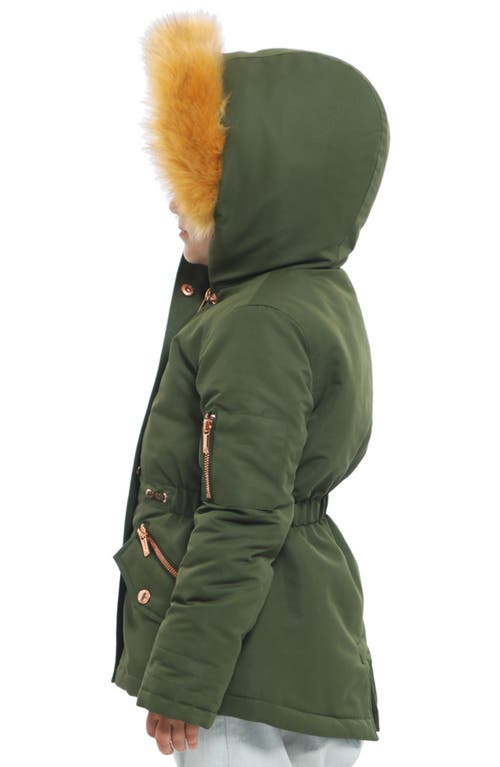 Rokka&rolla Kids' Parka Jacket With Insulated Hood In Olive