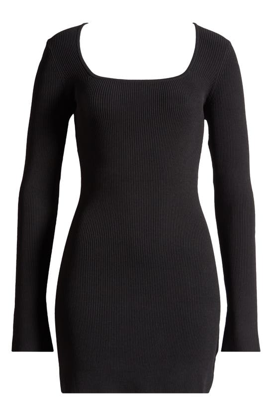 Shop Mistress Rocks Long Sleeve Mini Sweater Dress In Black