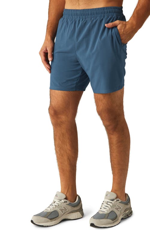 Shop Beyond Yoga Pivotal Performance Shorts In Cerulean Navy