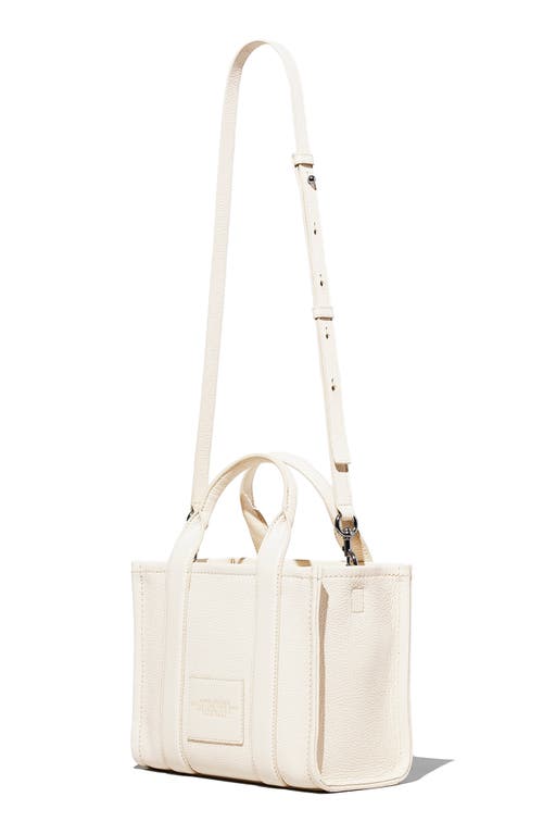 Shop Marc Jacobs The Leather Small Tote Bag In Cotton/silver