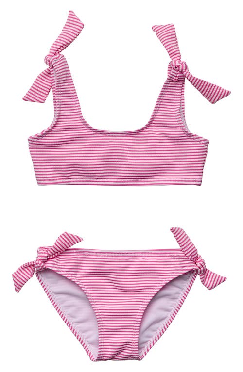Snapper Rock Kids' Raspberry Stripe Two-Piece Swimsuit in Pink
