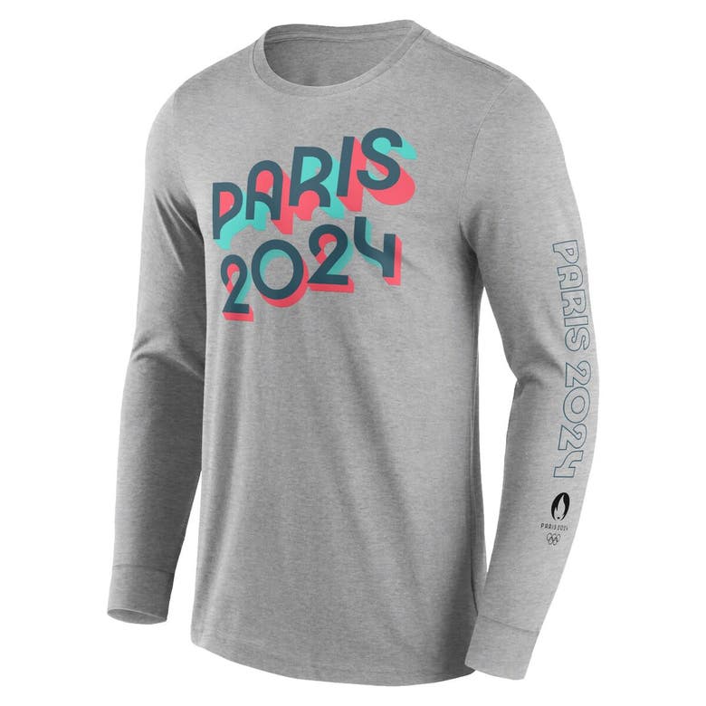 Shop Fanatics Branded Heather Gray Paris 2024 Summer Olympics Bold Stripe Long Sleeve T-shirt