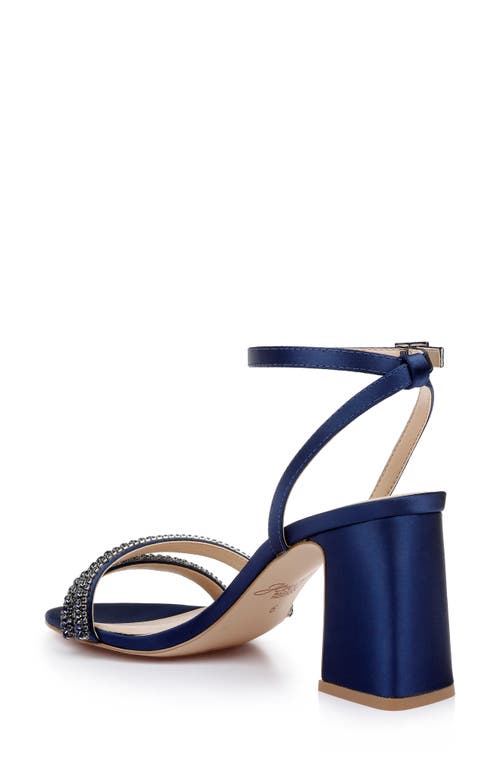Jewel Badgley Mischka Rosa Ankle Strap Sandal In Navy Satin