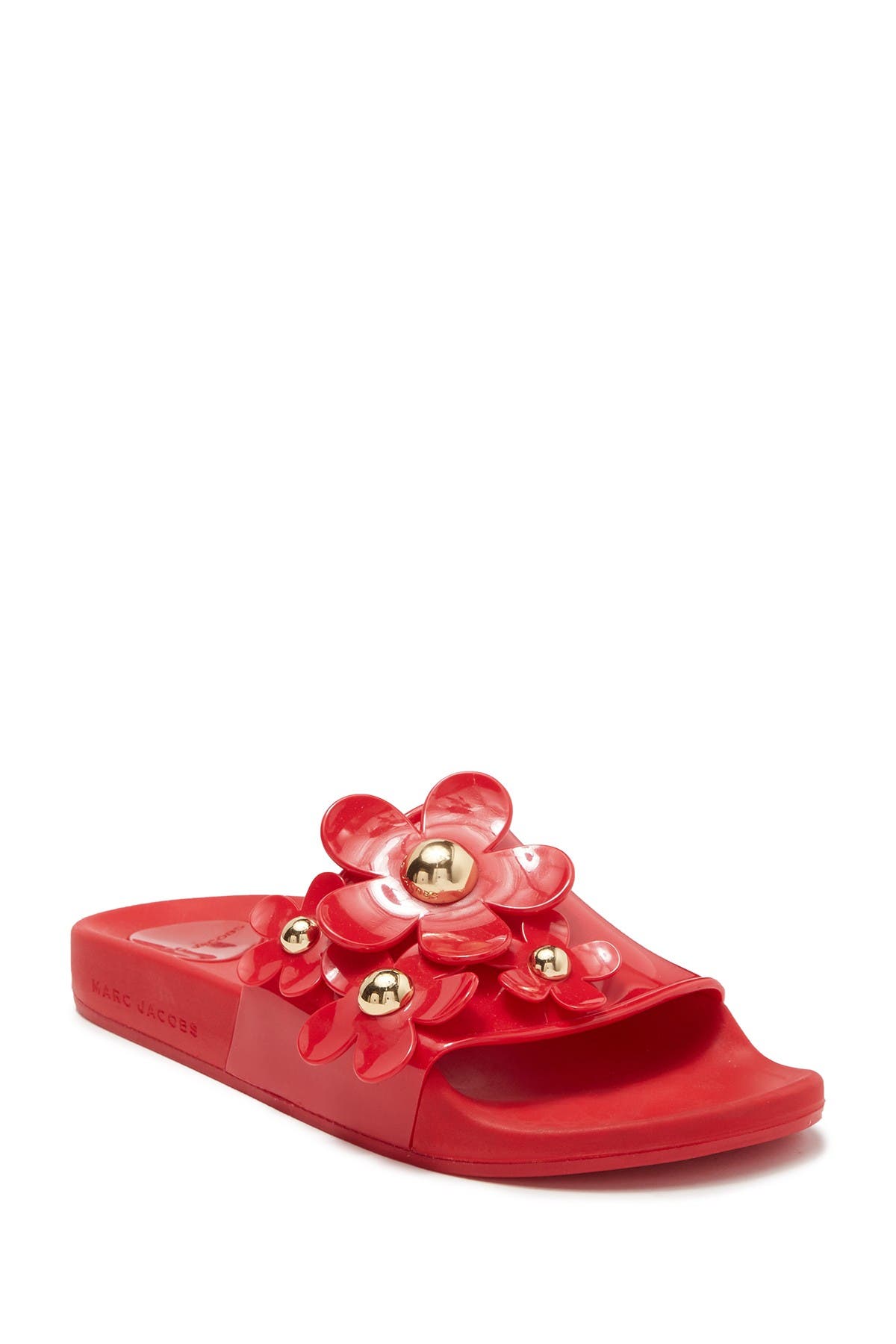Marc Jacobs Daisy Aqua Slide Sandal In Red