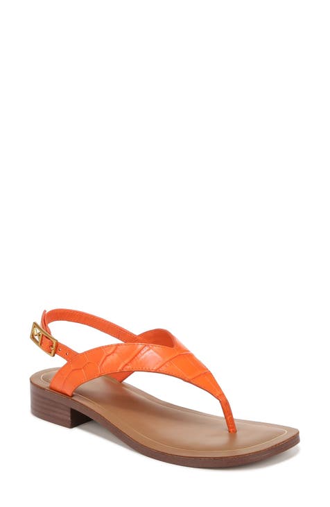 Caslon Women's Antonella Orange Leather Platform Flip Flop Sandals