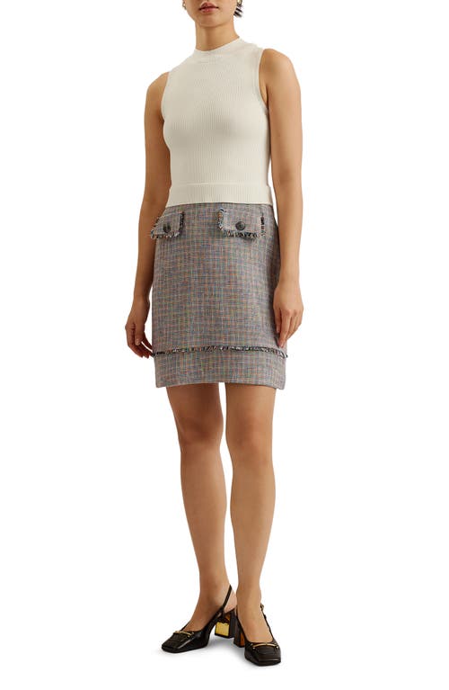 Ted Baker London Mayumid Mixed Media Minidress Ivory at Nordstrom,