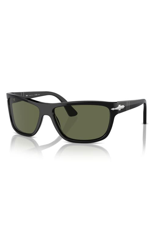 Persol 63mm Oversize Polarized Rectangular Sunglasses In Black