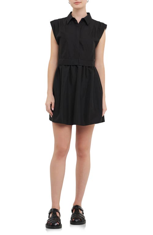 English Factory Pleated Shoulder Shirtdress in Black at Nordstrom, Size X-Small