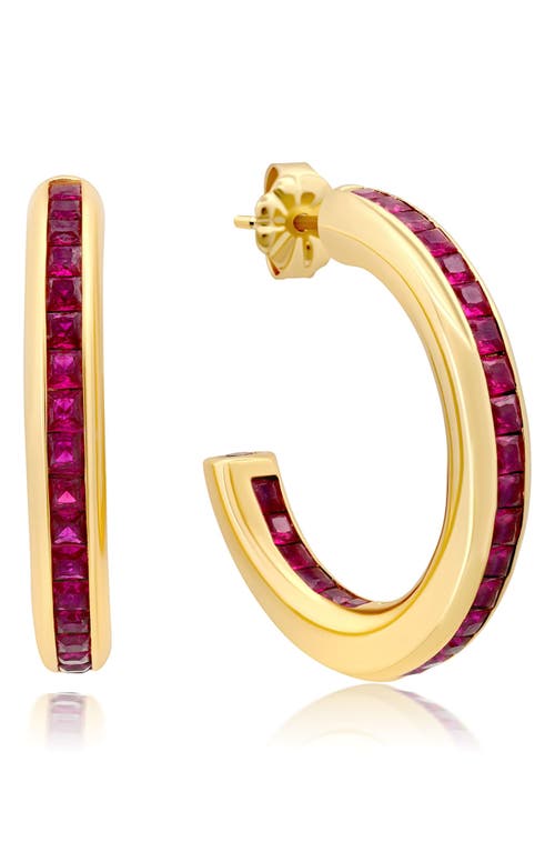 Crislu Cubic Zirconia Hoop Earrings in Ruby at Nordstrom