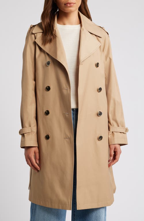 Shop Via Spiga Water Resistant Cotton Blend Trench Coat In Camel