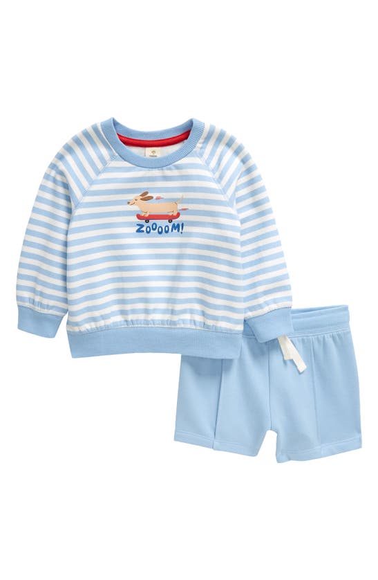 Shop Tucker + Tate Graphic Sweatshirt & Pintuck Shorts In Blue Placid- Blue Stripe
