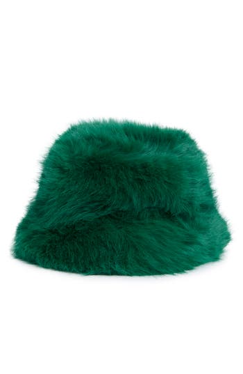 Nanette Lepore Faux Fur Bucket Hat In Emerald