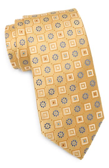 Duchamp Silk Medallion Tie In Yellow