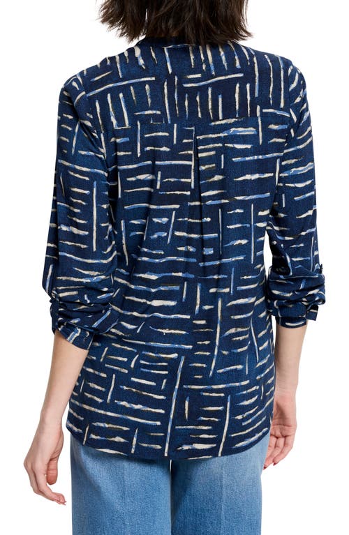 Shop Nic + Zoe Nic+zoe Indigo Dash Long Sleeve Button-up Shirt In Indigo Multi