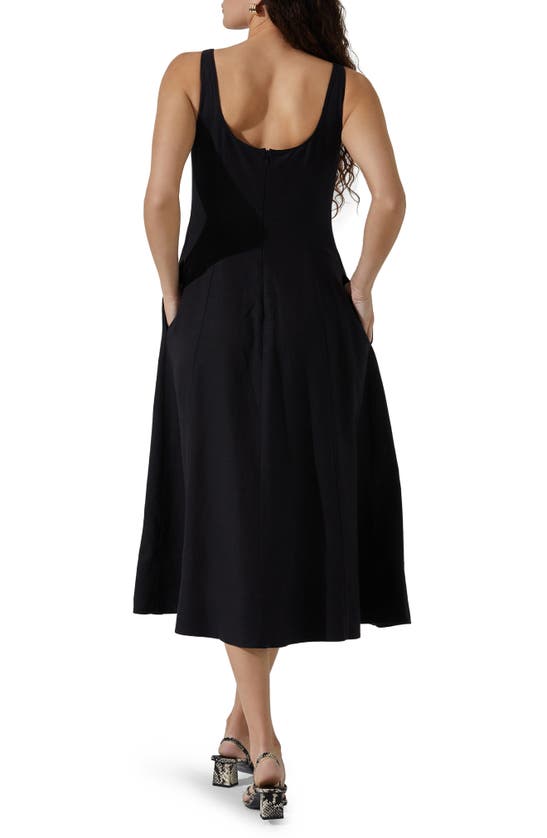 Shop Astr Square Neck Midi Dress In Black