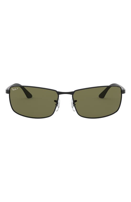 Ray-Ban 64mm Oversize Rectangular Sunglasses in Pol Black at Nordstrom