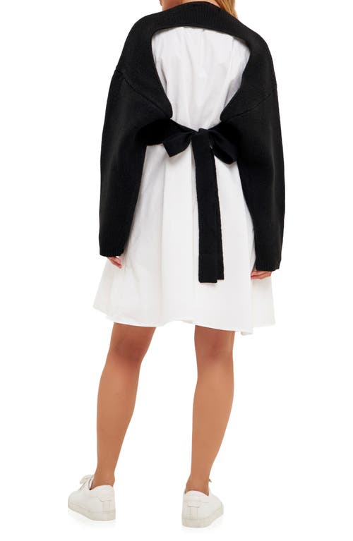 Shop English Factory Sweater With Poplin Minidress In Black/white