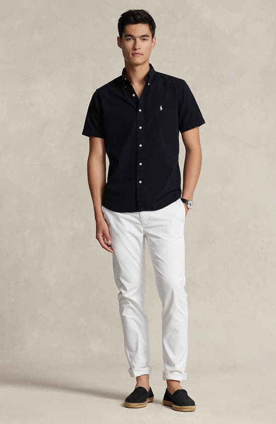 Shop Polo Ralph Lauren Short Sleeve Button-down Shirt In Polo Black