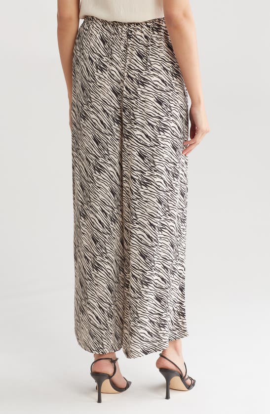 Shop Adrianna Papell Printed Wide Leg Pants In Ivory/ Black Sketchy Zebra