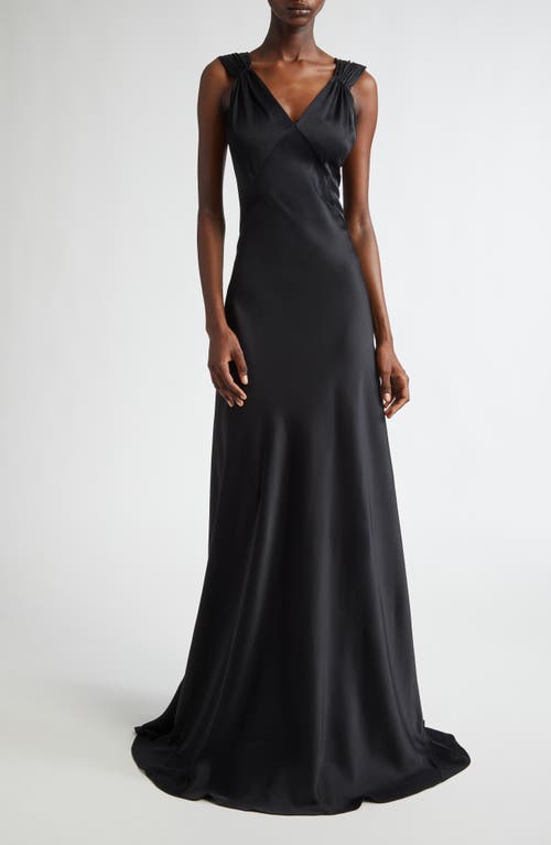 Michael Kors Bias-cut Satin Charmeuse Gown In Black