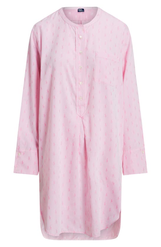 Shop Polo Ralph Lauren Logo Long Nightshirt In Prism Pink