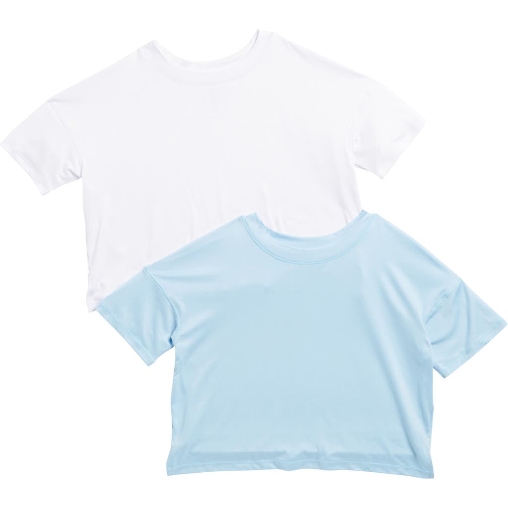 90 Degree By Reflex Kids' 2-pack Crop T-shirts In Dutch Canal/white