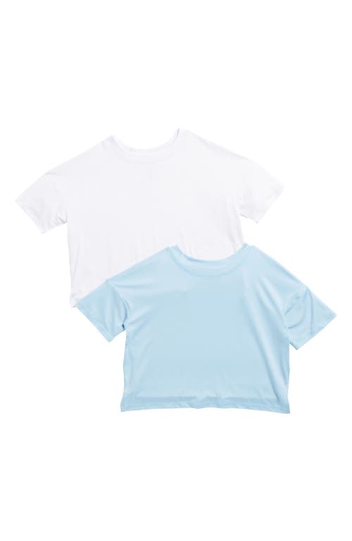 Shop 90 Degree By Reflex Kids' 2-pack Crop T-shirts In Dutch Canal/white