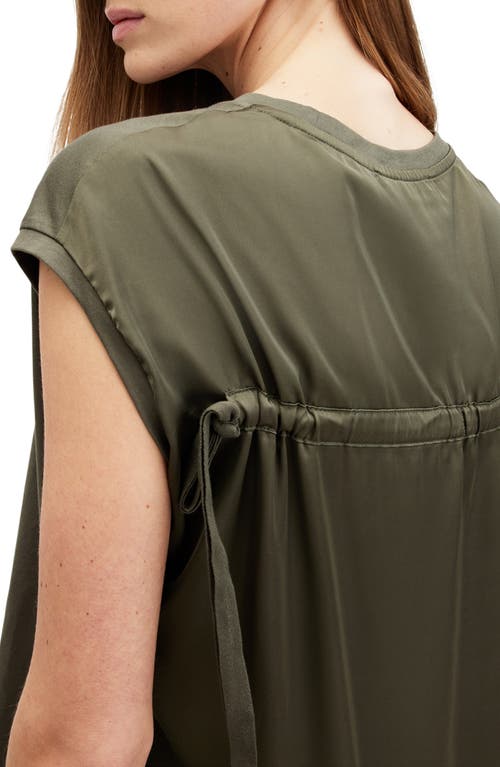 Shop Allsaints Kalma Cap Sleeve Cotton T-shirt In Tarmac Green