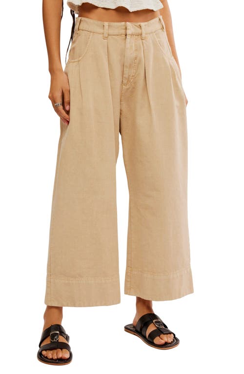 Shop Free People Sweet Talk Wide Leg Chinos In Croissant