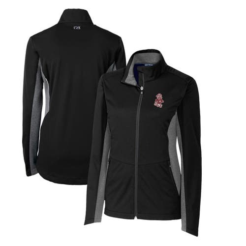 Women's Cutter & Buck Black Washington State Cougars Vault Navigate Softshell Full-Zip Jacket