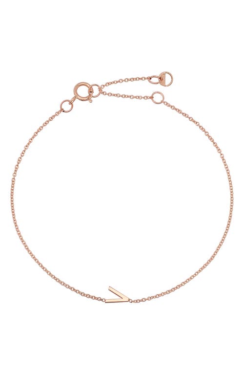Initial Pendant Bracelet in 14K Rose Gold-V