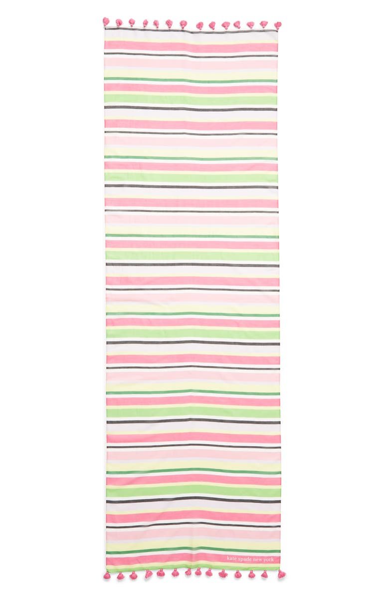 kate spade new york park stripe cotton & silk scarf, Alternate, color, 