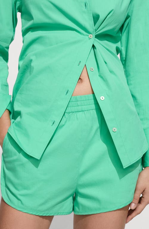 Shop Mango Pull-on Poplin Shorts In Green