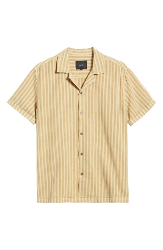 Shop Rails Sinclair Jacquard Stripe Short Sleeve Cotton Button-up Shirt In Jute