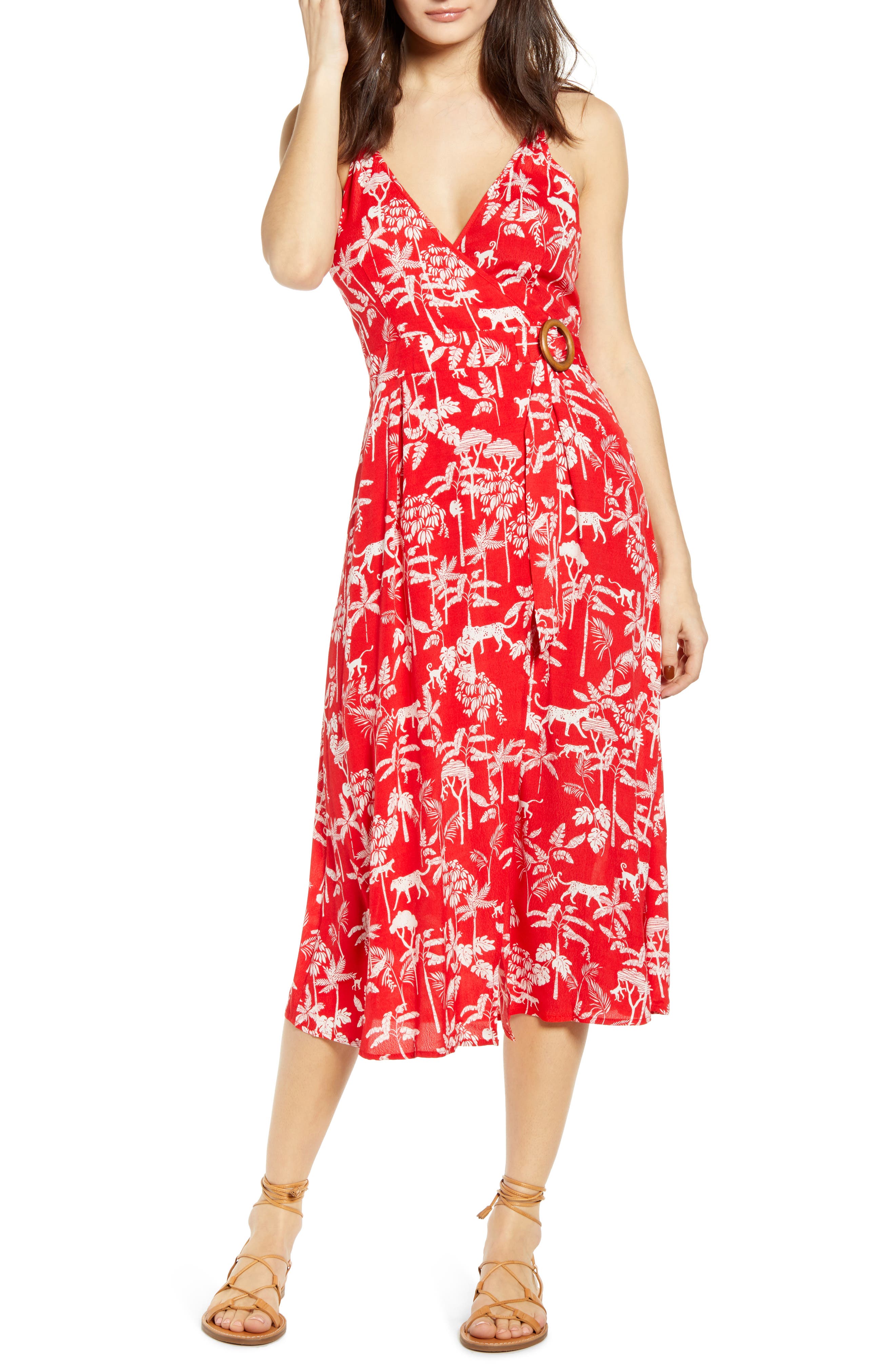 Minkpink Sahara Breeze Midi Dress, Red