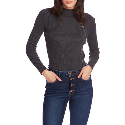 Court & Rowe Button Detail Ribbed Sweater, Grey