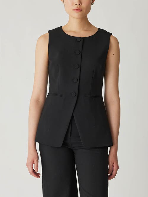 Shop Rebecca Taylor Refined Suiting Button Front Vest In Black