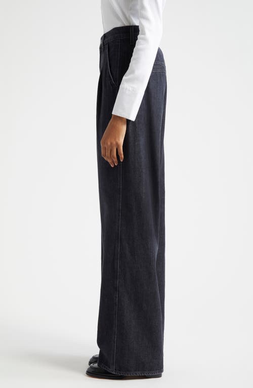 Shop Veronica Beard Mia High Waist Double Pleat Wide Leg Jeans In Washed Onyx