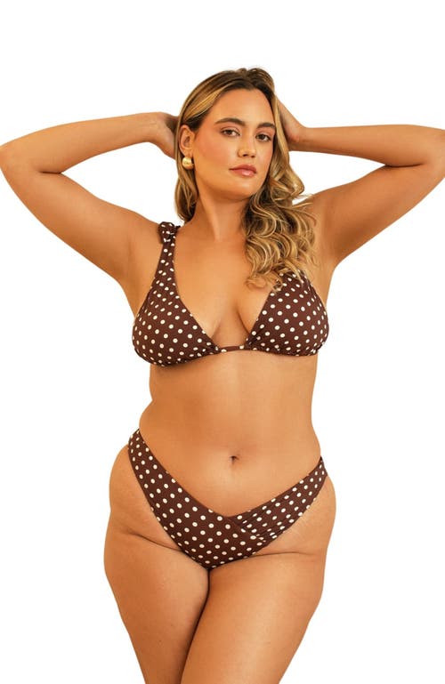 Dippin Daisys Angel Cheeky Bikini Bottom In Dotted Brown