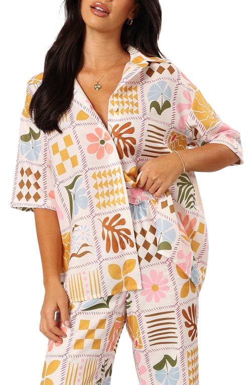 Petal And Pup Petal & Pup Shay Oversize Patchwork Print Camp Shirt In Multi