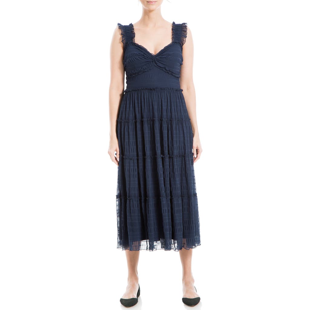 Max Studio Mesh Sleeveless Maxi Dress In Sapphire
