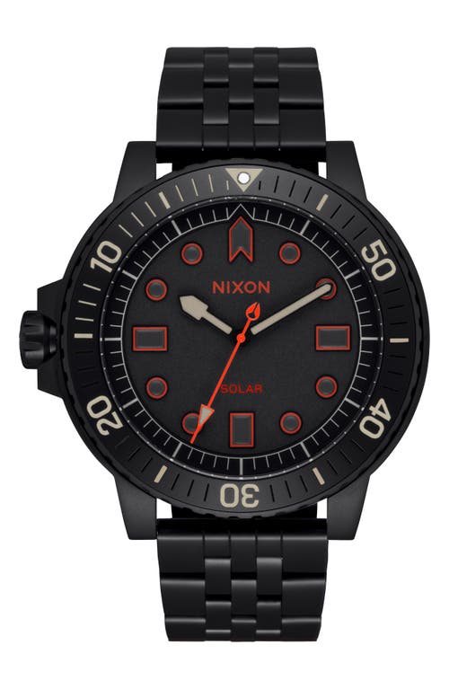 Shop Nixon The Stinger Dive Bracelet Watch, 44mm In All Black/lum