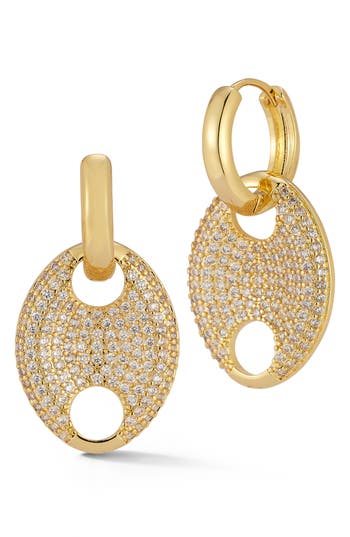 Chloe & Madison Chloe And Madison Plated Cz Mariner Link Drop Earrings In Gold