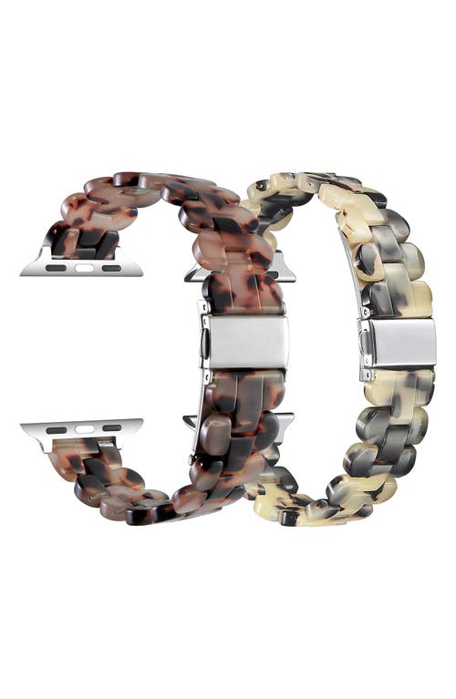 The Posh Tech Assorted 2-pack Resin Apple Watch® Watchbands In Dark Tortoise/light Tortoise