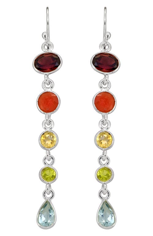 Ys Gems Stone Linear Earrings In Silver Multi