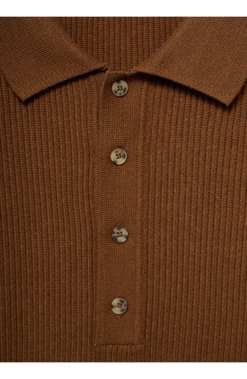 Mango Cotton-blend Ribbed Polo Shirt Coffee In Coffee