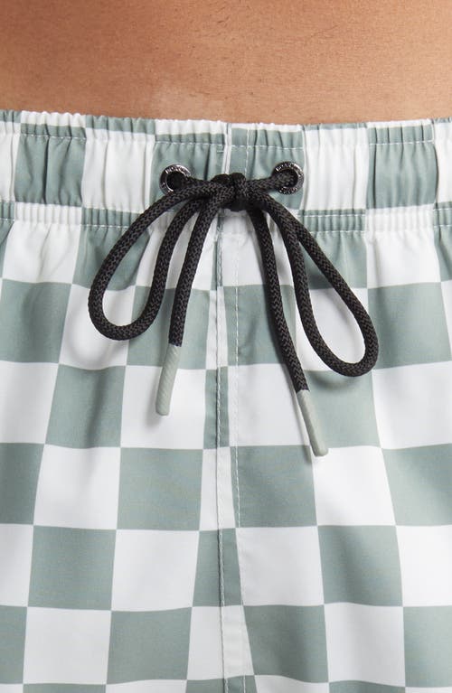 Boardies Nico Checkerboard Swim Trunks In Green/cream